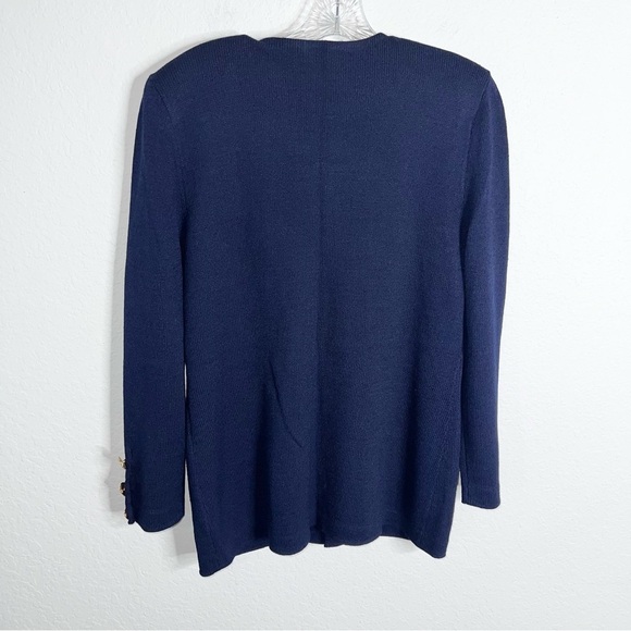 St. John Jacket Womens 10 Cardigan Open Front Santana Knit Navy Blue L - Picture 4 of 7